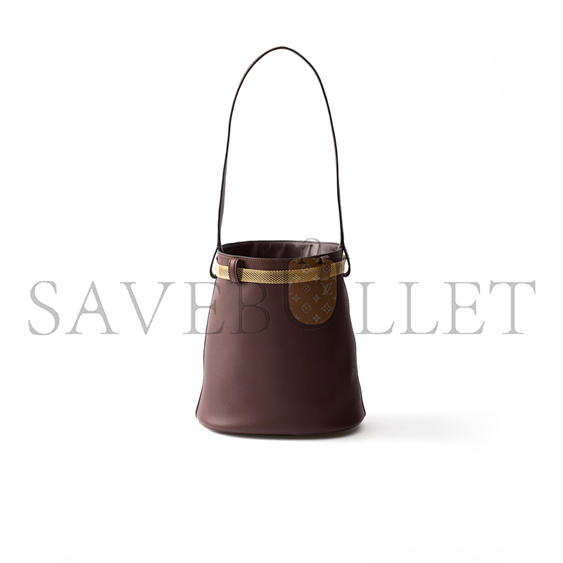 PRADA BUCKLE LEATHER BUCKET BAG WITH JEWELED BELT 1BE085 (29*16.5*18cm) PRADA BUCKLE LEATHER BUCKET BAG WITH JEWELED BELT 1BE085 (29*16.5*18cm)